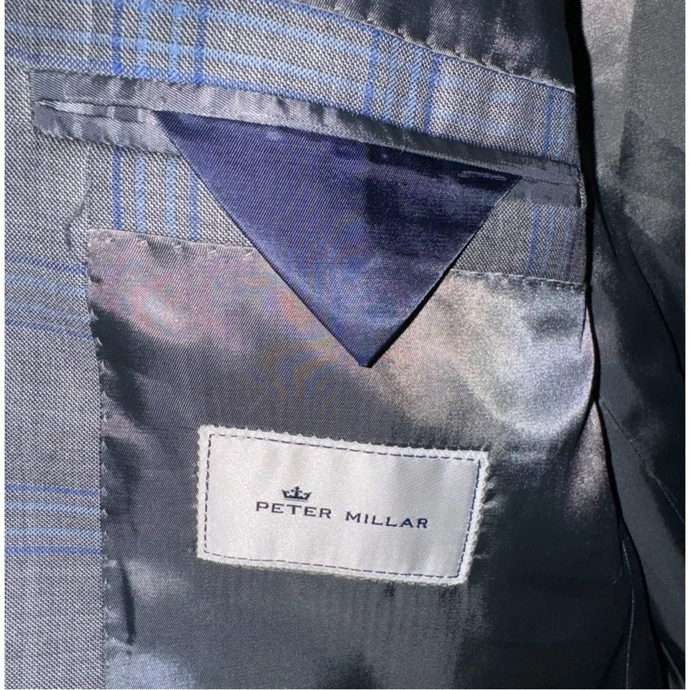 Peter Millar Crown Crafted Wool Blazer Windowpane Plaid Made in Canada - Picture 3 of 12